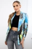 Cotton jacket with a colorful print blue