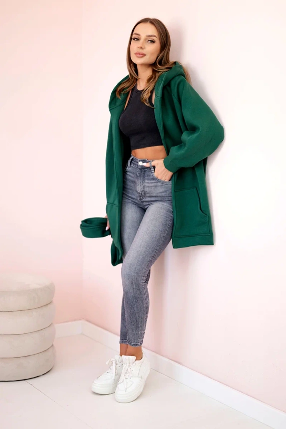 Insulated cape tied at the waist dark green