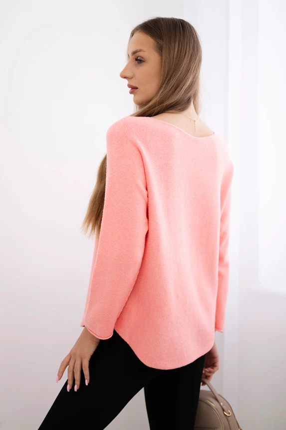 Pullover mit Rundhalsausschnitt Aprikose