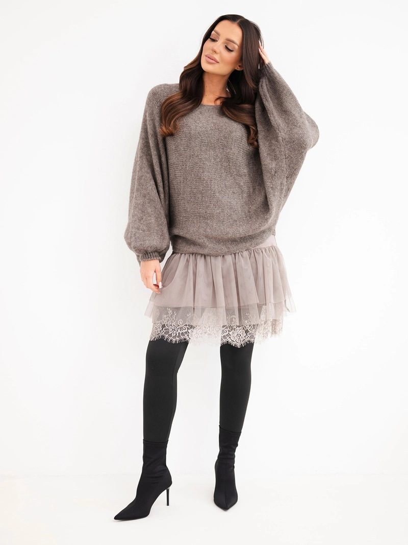 A sweater women's with dress made of viscose and lace fango