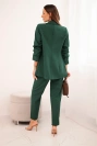 Elegantiškas švarkų ir kelnių komplektas tamsiai žalia