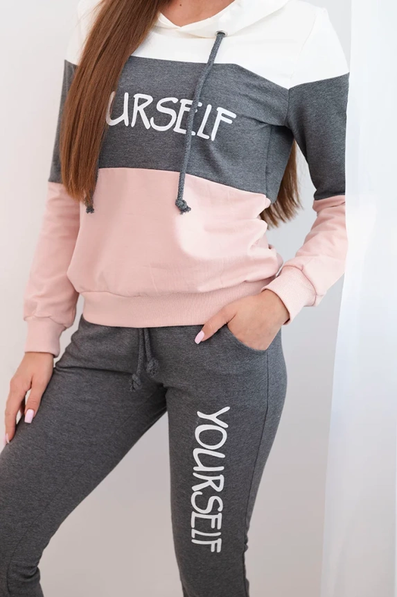 Deinselbst ecru+graphit bedrucktes Set