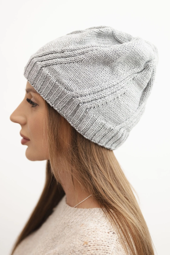Women's winter hat with wool in a loose fit K442 gray