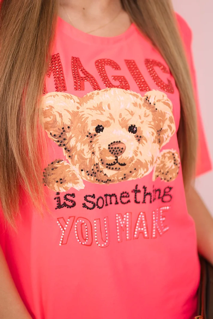 Halenka s potiskem Magic pink neon