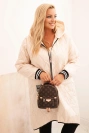 Damenjacke Plus Size gesteppte mit Kapuze und sportlichen Bündchen beige