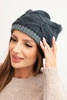 Women's winter hat made of wool with a woven pattern K443 graphite