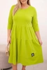 Damen Baumwollkleid Plus Size mit Rüschen und umgeschlagenem Ärmel pistaziengrün
