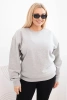 Women's looped Plus Size cotton basic sweatshirt with a round neckline gray