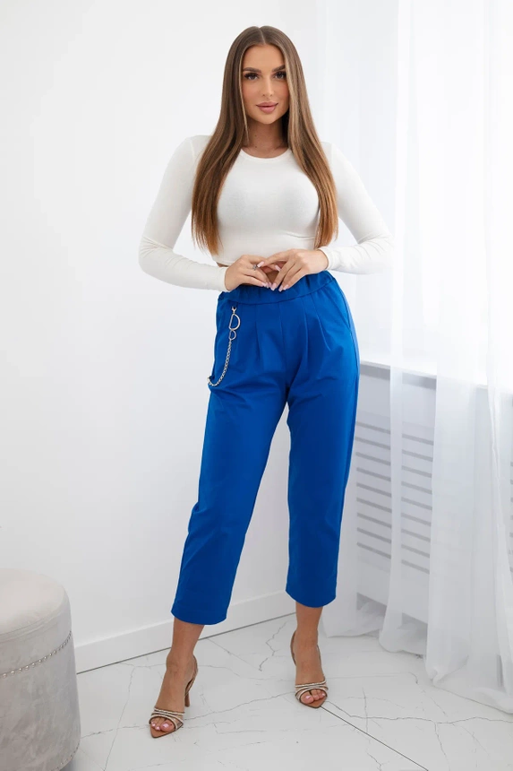 New punto trousers trousers with chain cornflower blue