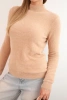 Women's alpaca sweater with a turtleneck camel