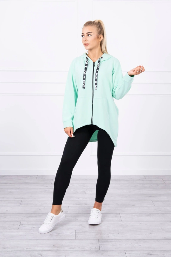 Sweatshirt with longer back and hood mint
