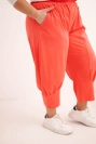 Dámské kalhoty Plus Size s nízkým sedem a gumou v pase korálové