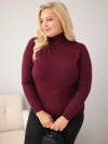 Damen Viskosepullover Plus Size mit Rollkragen in klassischem Schnitt pflaume