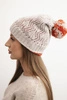 Women's winter hat with decorative knit and pompom K467 beige