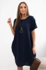 Dress with pockets and pendant navy blue