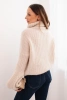 Women's mohair sweater with puff sleeves and a turtleneck beige