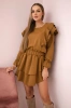 Dress with vertical flounces camel