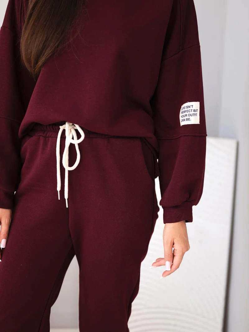 Women's cotton set with sweatshirt and jogger pants plum