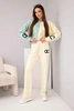 Women's tracksuit set Masełko two-tone with oversized hoodie and straight pants dark mint + yellow