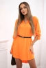 Dress with longer back and belt orange