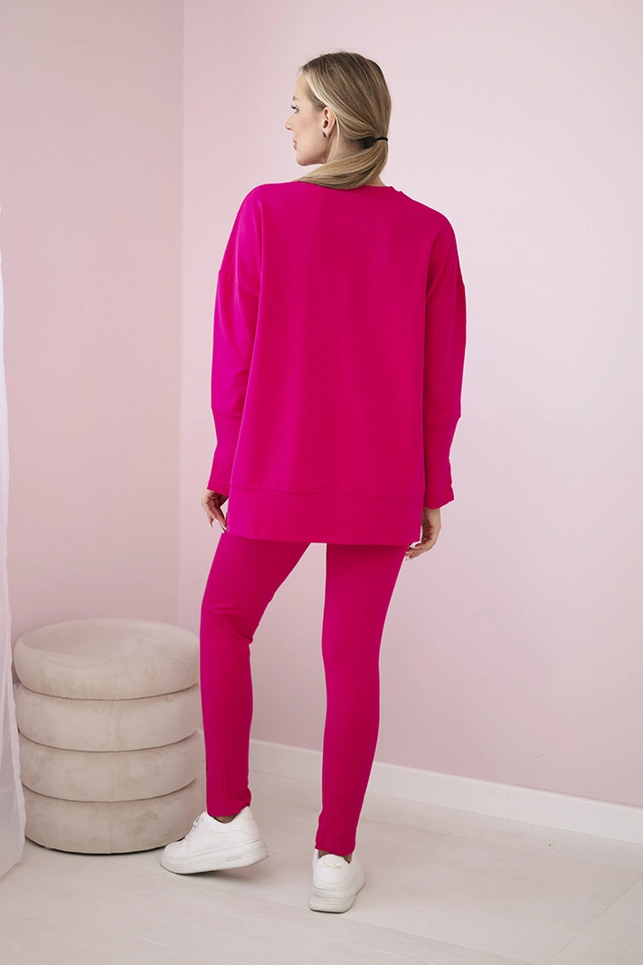 Súprava s oversize blúzkou fuchsiová