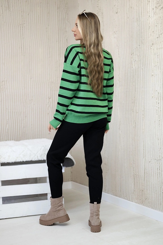 Sweater set Striped sweatshirt + Pants green