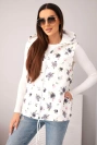 Women's quilted floral vest with hood graphite