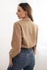 Suede zipper sweatshirt beige