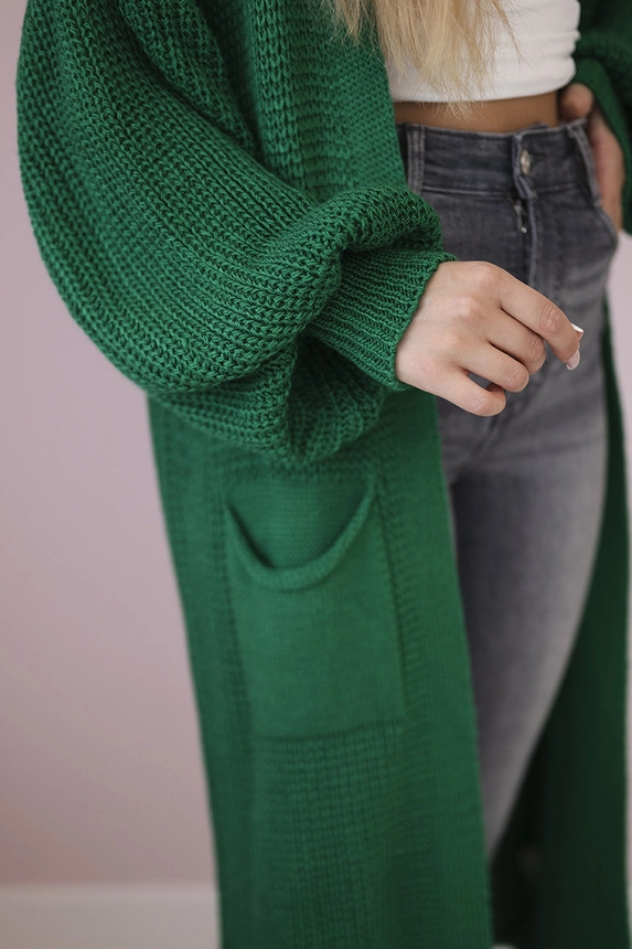Sweater long cardigan green