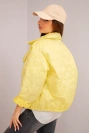 Women's spring quilted jacket with a floral pattern yellow