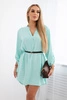 Dress with longer back and belt light mint