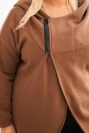 Plus Size women's hoodie with a hood and asymmetrical zipper brown