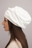Women's winter wool hat with decorative weave and studs K397 white