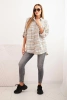 Women's cotton checkered shirt with a distressed effect beige