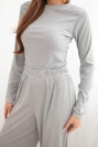 Women's viscose set with a blouse and wide pants gray