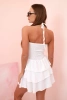 Women's off-the-shoulder dress with frills and ruffles ecru