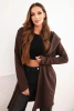 Women's cotton hoodie with an extended front brown