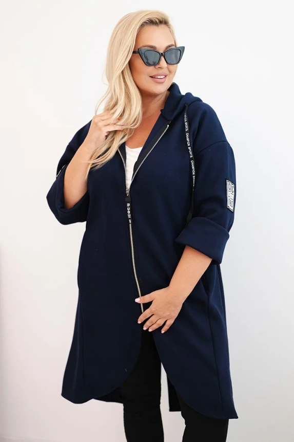 Damenmantel elegant Plus Size mit Kragen und großen Taschen fango
