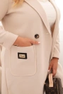 Dámský elegantní plášť Plus Size s límcem a velkými kapsami béžový