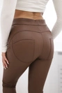 Push Up Hose aus Öko-Leder braun