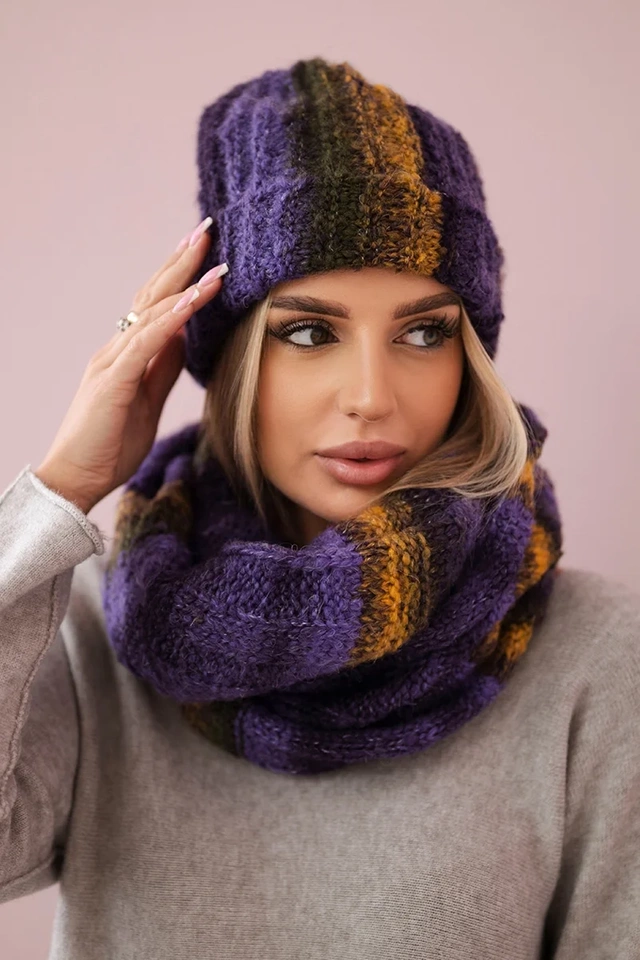 Dámská mohérová souprava K208 fialová+modrá