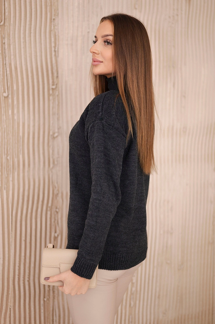 Halb-Rollkragenpullover graphit