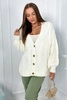 Buttoned sweater with puff sleeves ecru