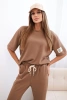 Damen-Viskose-Set mit kurzen Ärmeln und Hosen Kamel