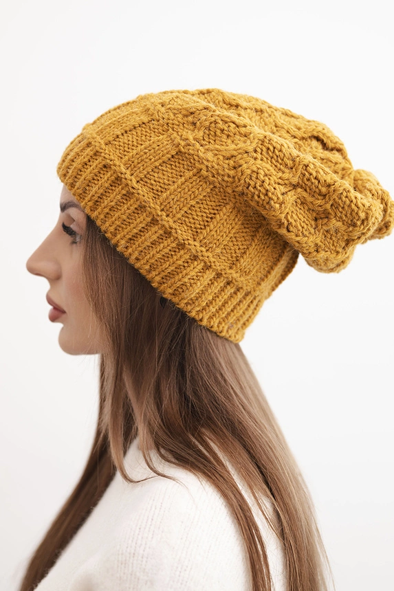Hat with fleece Marta K231 mustard