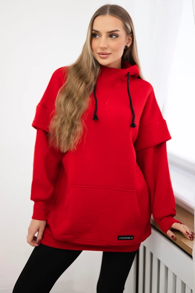 Bluza ocieplana z półgolfem czerwona