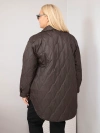 Dámská bunda Plus Size prošívaná s límcem a kapsami hnědá