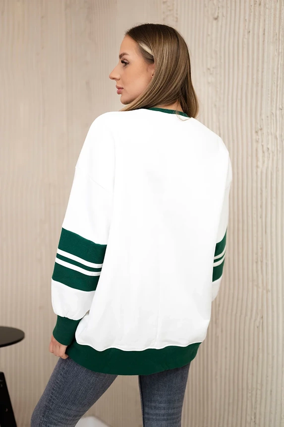 Malibu insulated sweatshirt ecru + dark green