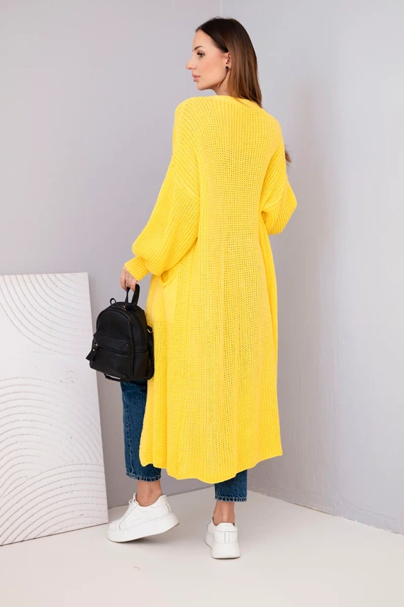 Langer Cardigan dunkelgelb