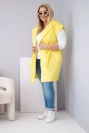 Plus Size women's quilted vest with a belt and collar yellow